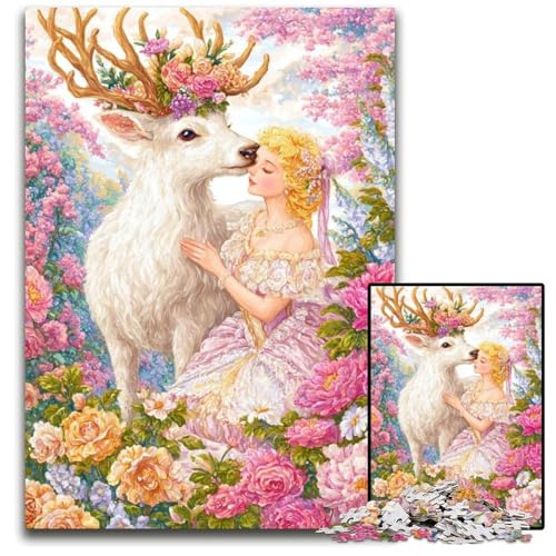 Puzzle für Erwachsene, 1000 Teile, Anime-Hirsch, Karton-Puzzle, anspruchsvolles Spielspielzeug, einzigartige Geburtstags- und Geschenkideen für Kinder ab 14 Jahren, 26x38cm von JIANGENNF