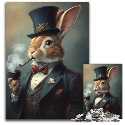 Puzzle für Erwachsene, 1000 Teile, Anzug-Häschen, Holzpuzzle, Lernspielzeug, ganze Familie, ab 14 Jahren, 50x75cm Puzzle für Erwachsene, 1000 Teile, Anzug-Häschen, Holzpuzzle, Lernspielzeug, ganze Familie, ab 14 Jahren, 50x75cm von JIANGENNF