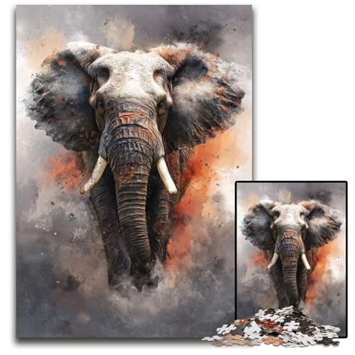 Puzzle für Erwachsene, 1000 Teile, Aquarell-Elefant, Holzpuzzle, Heimdekoration, Familienspaß, ab 14 Jahren, 50x75cm Puzzle für Erwachsene, 1000 Teile, Aquarell-Elefant, Holzpuzzle, Heimdekoration, Familienspaß, ab 14 Jahren, 50x75cm von JIANGENNF