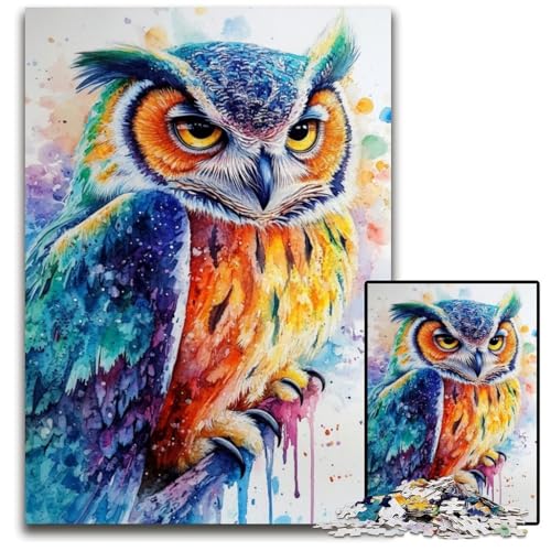 Puzzle für Erwachsene, 1000 Teile, Aquarell-Eule, Kartonpuzzle, Heimdekoration, Familienspaß, ab 14 Jahren, 26x38cm Puzzle für Erwachsene, 1000 Teile, Aquarell-Eule, Kartonpuzzle, Heimdekoration, Familienspaß, ab 14 Jahren, 26x38cm von JIANGENNF