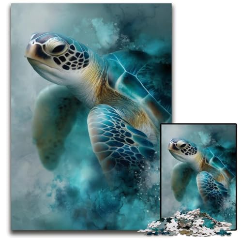 Puzzle für Erwachsene, 1000 Teile, Aquarellschildkröte, Holzpuzzle, Lernspielzeug, ganze Familie, ab 14 Jahren, 50x75cm Puzzle für Erwachsene, 1000 Teile, Aquarellschildkröte, Holzpuzzle, Lernspielzeug, ganze Familie, ab 14 Jahren, 50x75cm von JIANGENNF