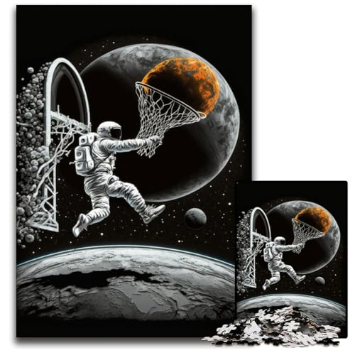 Puzzle für Erwachsene, 1000 Teile, Astronauten-Fußball, Papp-Puzzle für Erwachsene, Denkspiel für Teenager und Familieninteraktion, 26x38cm/10,23x14,96 Zoll von JIANGENNF