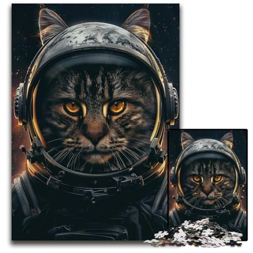 Puzzle für Erwachsene, 1000 Teile, Astronauten-Katzen-Puzzle, Spielzeug, Geschenk, pädagogisches intellektuelles Dekomprimierungsspaß, Familienspiel, 26x38cm von JIANGENNF