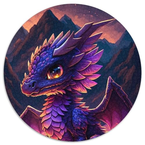 Puzzle für Erwachsene, 1000 Teile, Baby-Drache, 1000-teiliges rundes Puzzle für Erwachsene, pädagogisches Denkspiel, künstlerische Heim- und Bürodekoration, ab 14 Jahren (Größe 67,5 x 67,5 cm) von JIANGENNF