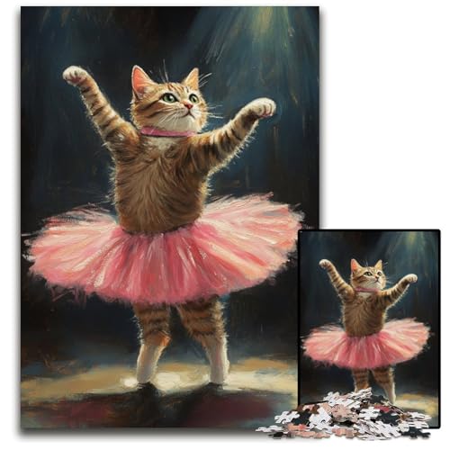 Puzzle für Erwachsene, 1000 Teile, Ballettkatze, Puzzle, Spielzeug, Geschenk, pädagogisches intellektuelles Dekomprimierungsspaß, Familienspiel, 50x75cm von JIANGENNF