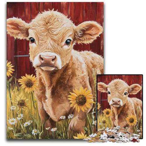 Puzzle für Erwachsene, 1000 Teile, Bauernhof, Sonnenblumen, Kühe, Holzpuzzle, Heimdekoration, Familienspaß, ab 14 Jahren, 50x75cm Puzzle für Erwachsene, 1000 Teile, Bauernhof, Sonnenblumen, Kühe, Holzpuzzle, Heimdekoration, Familienspaß, ab 14 Jahren, 50x75cm von JIANGENNF