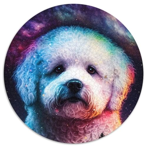 Puzzle für Erwachsene, 1000 Teile, Bichon Frisé, 1000-teiliges rundes Puzzle für Erwachsene, pädagogisches Denkspiel, künstlerische Heim- und Bürodekoration, ab 14 Jahren (Größe 67,5 x 67,5 cm) von JIANGENNF