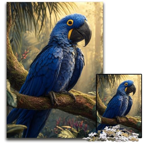 Puzzle für Erwachsene, 1000 Teile, Blauer Papagei, Kartonpuzzle, Lernspielzeug, ganze Familie, ab 14 Jahren, 26x38cm von JIANGENNF