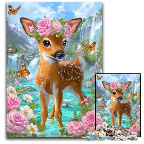 Puzzle für Erwachsene, 1000 Teile, Blumen, Sikahirsch, Holzpuzzle, Weihnachten, Halloween, Ostern, Neujahr, 50x75cm Puzzle für Erwachsene, 1000 Teile, Blumen, Sikahirsch, Holzpuzzle, Weihnachten, Halloween, Ostern, Neujahr, 50x75cm von JIANGENNF