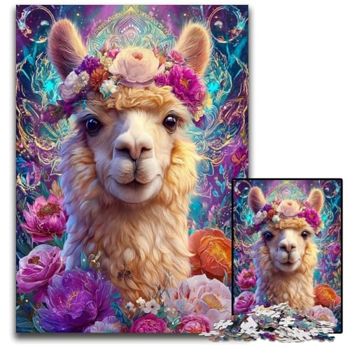 Puzzle für Erwachsene, 1000 Teile, Blumen-Alpaka, Karton-Puzzle, pädagogisches Denkspiel, künstlerische Heim- und Bürodekoration, ab 14 Jahren, 26x38cm von JIANGENNF