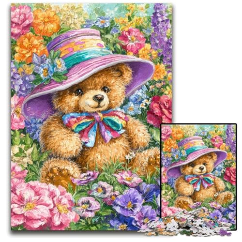 Puzzle für Erwachsene, 1000 Teile, Blumen-Teddybär, Holzpuzzle, Weihnachten, Halloween, Ostern, Neujahr, 50x75cm Puzzle für Erwachsene, 1000 Teile, Blumen-Teddybär, Holzpuzzle, Weihnachten, Halloween, Ostern, Neujahr, 50x75cm von JIANGENNF