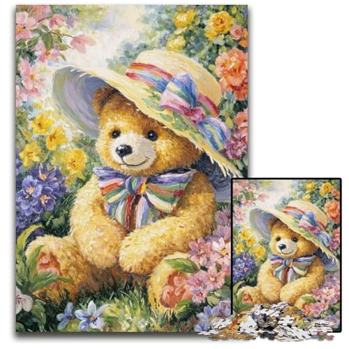 Puzzle für Erwachsene, 1000 Teile, Blumen-Teddybär, Holzpuzzle, interaktives Familienspiel, Denksportaufgabe, Geschenk, Lernspielzeug, 50x75cm Puzzle für Erwachsene, 1000 Teile, Blumen-Teddybär, Holzpuzzle, interaktives Familienspiel, Denksportaufgabe, Geschenk, Lernspielzeug, 50x75cm von JIANGENNF