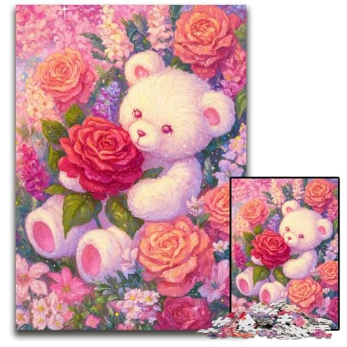 Puzzle für Erwachsene, 1000 Teile, Blumen-Teddybär-Puzzle aus Pappe, Weihnachten, Halloween, Ostern, Neujahr, 26x38cm Puzzle für Erwachsene, 1000 Teile, Blumen-Teddybär-Puzzle aus Pappe, Weihnachten, Halloween, Ostern, Neujahr, 26x38cm von JIANGENNF