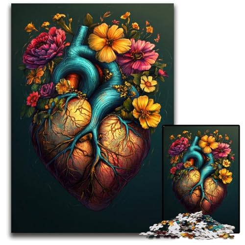 Puzzle für Erwachsene, 1000 Teile, Blumenherz, Holzpuzzle, Lernspielzeug, ganze Familie, ab 14 Jahren, 50x75cm Puzzle für Erwachsene, 1000 Teile, Blumenherz, Holzpuzzle, Lernspielzeug, ganze Familie, ab 14 Jahren, 50x75cm von JIANGENNF