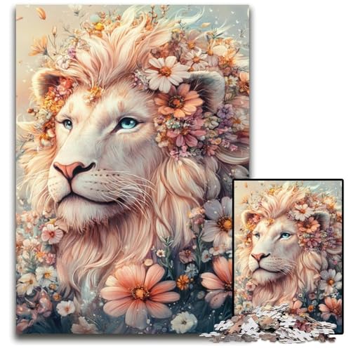 Puzzle für Erwachsene, 1000 Teile, Blumenlöwe, Holzpuzzle, Weihnachten, Halloween, Ostern, Neujahr, 50x75cm Puzzle für Erwachsene, 1000 Teile, Blumenlöwe, Holzpuzzle, Weihnachten, Halloween, Ostern, Neujahr, 50x75cm von JIANGENNF