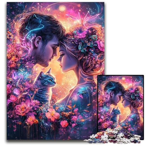 Puzzle für Erwachsene, 1000 Teile, Blumenpaar, Holzpuzzle, schwierig und herausfordernd, tolle Geschenke und Spielzeuge für 14-Jährige, 50x75cm von JIANGENNF
