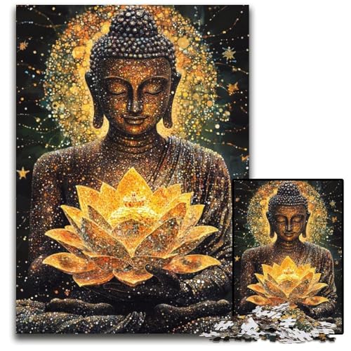 Puzzle für Erwachsene, 1000 Teile, Buddha-Statuen, Kartonpuzzle, schwierig und herausfordernd, tolle Geschenke und Spielzeuge für 14-Jährige, 26x38cm von JIANGENNF