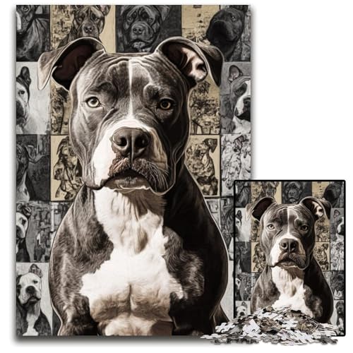 Puzzle für Erwachsene, 1000 Teile, Bullterrier-Collage, Kartonpuzzles für Heimdekorationsgeschenke, anspruchsvolles Familienspielzeug, perfekt für Spieleabende, 26x38cm von JIANGENNF