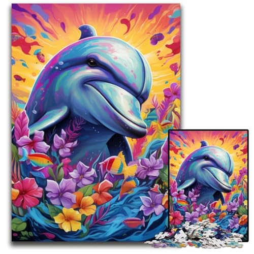 Puzzle für Erwachsene, 1000 Teile, Bunte Delfine, Puzzle für Erwachsene, farbenfrohe Heimdekoration und interaktives Familienspiel, 50x75cm/19,68x29,52 Zoll Puzzle für Erwachsene, 1000 Teile, Bunte Delfine, Puzzle für Erwachsene, farbenfrohe Heimdekoration und interaktives Familienspiel, 50x75cm/19,68x29,52 Zoll von JIANGENNF