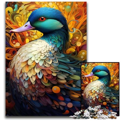 Puzzle für Erwachsene, 1000 Teile, Bunte Enten, Denksportaufgabe, Spiel für Erwachsene, interaktive Aktivität für die ganze Familie, 26x38cm/10,23x14,96 Zoll von JIANGENNF