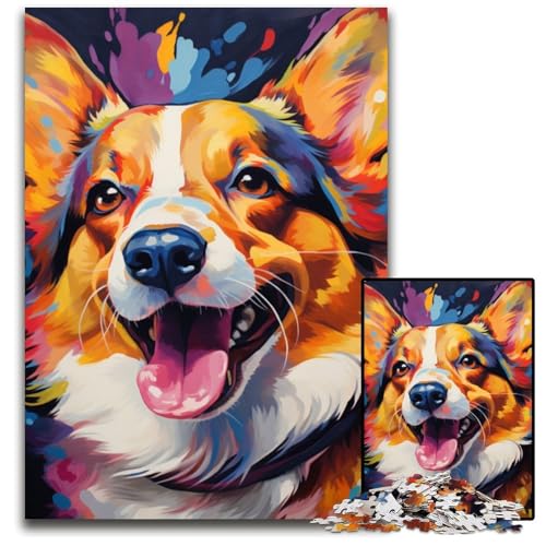 Puzzle für Erwachsene, 1000 Teile, Bunte Hunde, Puzzle für Erwachsene, Lernspielzeug für Teenager, Heimbüro-Dekor, 50x75cm/19,68x29,52 Zoll von JIANGENNF