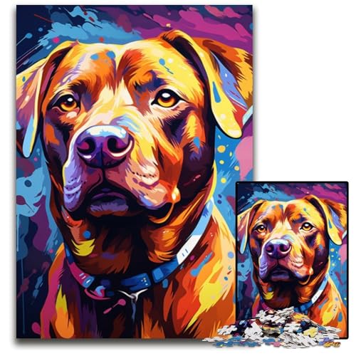 Puzzle für Erwachsene, 1000 Teile, Bunte Hunde, schwierige Puzzles für Erwachsene, kompliziertes Design für Teenager, DIY-Dekor und gehirnfördernder Spaß, 26x38cm/10,23x14,96 Zoll von JIANGENNF