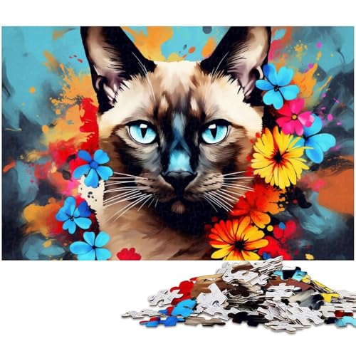 Puzzle für Erwachsene, 1000 Teile, Bunte Katze, Holzpuzzle für Erwachsene, Denkspiel für Teenager und Familieninteraktion, 50 x 75 cm / 19,68 x 29,52 Zoll Puzzle für Erwachsene, 1000 Teile, Bunte Katze, Holzpuzzle für Erwachsene, Denkspiel für Teenager und Familieninteraktion, 50 x 75 cm / 19,68 x 29,52 Zoll von JIANGENNF