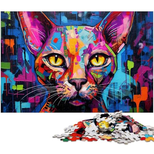Puzzle für Erwachsene, 1000 Teile, Bunte Katze, Holzpuzzle für Erwachsene, Denkspiel für Teenager und Familieninteraktion, 50 x 75 cm / 19,68 x 29,52 Zoll Puzzle für Erwachsene, 1000 Teile, Bunte Katze, Holzpuzzle für Erwachsene, Denkspiel für Teenager und Familieninteraktion, 50 x 75 cm / 19,68 x 29,52 Zoll von JIANGENNF