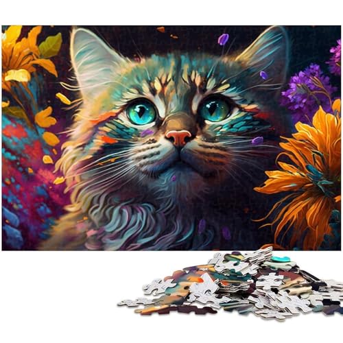 Puzzle für Erwachsene, 1000 Teile, Bunte Katze, Holzpuzzle für Erwachsene, Denkspiel für Teenager und Familieninteraktion, 50 x 75 cm / 19,68 x 29,52 Zoll Puzzle für Erwachsene, 1000 Teile, Bunte Katze, Holzpuzzle für Erwachsene, Denkspiel für Teenager und Familieninteraktion, 50 x 75 cm / 19,68 x 29,52 Zoll von JIANGENNF