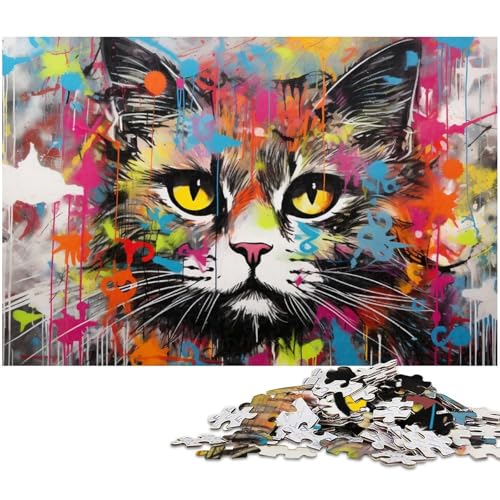 Puzzle für Erwachsene, 1000 Teile, Bunte Katze, Holzpuzzle für Erwachsene, Denkspiel für Teenager und Familieninteraktion, 50 x 75 cm / 19,68 x 29,52 Zoll Puzzle für Erwachsene, 1000 Teile, Bunte Katze, Holzpuzzle für Erwachsene, Denkspiel für Teenager und Familieninteraktion, 50 x 75 cm / 19,68 x 29,52 Zoll von JIANGENNF