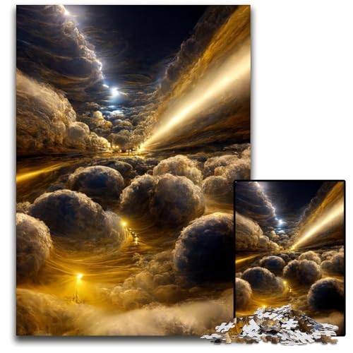 Puzzle für Erwachsene, 1000 Teile, Bunte Traumwolken, Holzpuzzle, Gehirn-Herausforderung, Geschenk, pädagogische Aktivität für Teenager, 50x75cm/19,68x29,52 Zoll von JIANGENNF