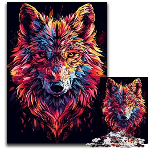 Puzzle für Erwachsene, 1000 Teile, Bunte Wolfspuzzles für Erwachsene, Lernspielzeug für Teenager, Heimbüro-Dekor, 26x38cm/10,23x14,96 Zoll von JIANGENNF