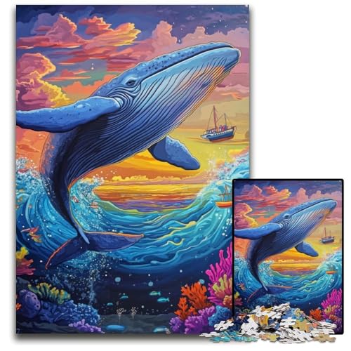 Puzzle für Erwachsene, 1000 Teile, Bunter Wal, Holzpuzzle, Lernspiele, Fördert die Liebe zwischen Paaren, für Kinder ab 14 Jahren, 50x75cm Puzzle für Erwachsene, 1000 Teile, Bunter Wal, Holzpuzzle, Lernspiele, Fördert die Liebe zwischen Paaren, für Kinder ab 14 Jahren, 50x75cm von JIANGENNF