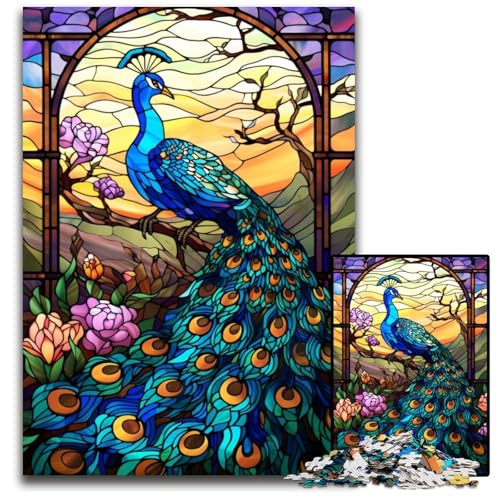 Puzzle für Erwachsene, 1000 Teile, Buntglas-Pfau, Holzpuzzle, pädagogisches Denkspiel, künstlerische Heim- und Bürodekoration, ab 14 Jahren, 50x75cm Puzzle für Erwachsene, 1000 Teile, Buntglas-Pfau, Holzpuzzle, pädagogisches Denkspiel, künstlerische Heim- und Bürodekoration, ab 14 Jahren, 50x75cm von JIANGENNF