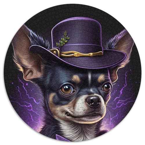 Puzzle für Erwachsene, 1000 Teile, Chihuahua, 1000 Teile, runde Puzzles für Erwachsene, anspruchsvolles Denkspiel für Teenager, Spaß für den Spieleabend mit der Familie (Größe 67,5 x 67,5 cm) von JIANGENNF