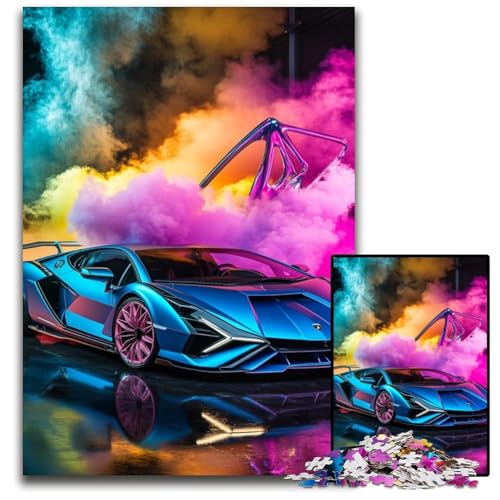 Puzzle für Erwachsene, 1000 Teile, Cooles Sportauto, Holzpuzzle, Spiel für Erwachsene, Geschenk, Familien-Interaktives Spiel, Gehirn-Herausforderung, Geschenk, 50x75cm von JIANGENNF