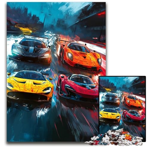 Puzzle für Erwachsene, 1000 Teile, Cooles Sportwagen-Puzzle, Spielzeug, Geschenk, pädagogisches intellektuelles Dekomprimierungsspaß, Familienspiel, 50x75cm von JIANGENNF