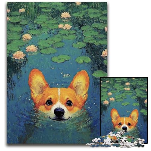 Puzzle für Erwachsene, 1000 Teile, Corgi im Wasser, Holzpuzzle, pädagogisches Denkspiel, künstlerische Heim- und Bürodekoration, ab 14 Jahren, 50x75cm Puzzle für Erwachsene, 1000 Teile, Corgi im Wasser, Holzpuzzle, pädagogisches Denkspiel, künstlerische Heim- und Bürodekoration, ab 14 Jahren, 50x75cm von JIANGENNF