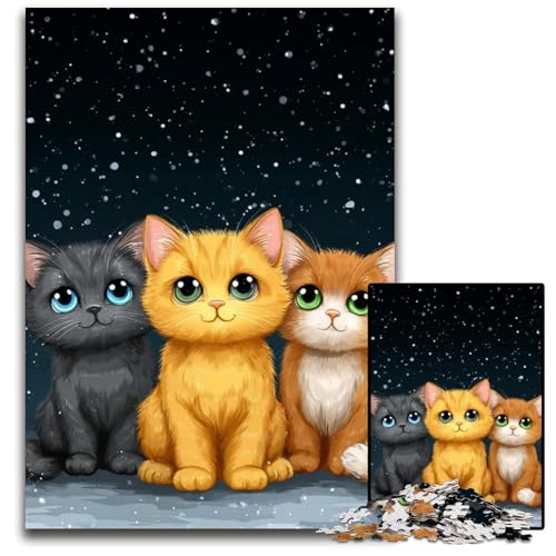 Puzzle für Erwachsene, 1000 Teile, DREI Katzen, Kartonpuzzle, Weihnachten, Halloween, Ostern, Neujahr, 26x38cm Puzzle für Erwachsene, 1000 Teile, DREI Katzen, Kartonpuzzle, Weihnachten, Halloween, Ostern, Neujahr, 26x38cm von JIANGENNF