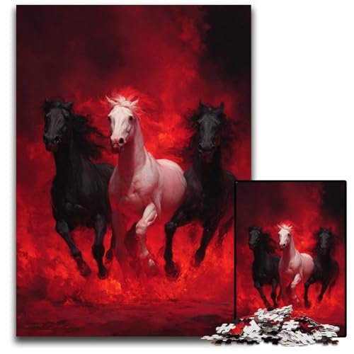 Puzzle für Erwachsene, 1000 Teile, DREI Pferde, Holzpuzzle für Erwachsene, Lernspiel, Herausforderungsspielzeug für Erwachsene Teenager, 50x75cm Puzzle für Erwachsene, 1000 Teile, DREI Pferde, Holzpuzzle für Erwachsene, Lernspiel, Herausforderungsspielzeug für Erwachsene Teenager, 50x75cm von JIANGENNF