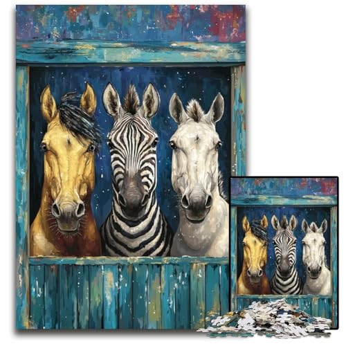 Puzzle für Erwachsene, 1000 Teile, DREI Pferde, Kartonpuzzle, Lernspielzeug, ganze Familie, ab 14 Jahren, 26x38cm Puzzle für Erwachsene, 1000 Teile, DREI Pferde, Kartonpuzzle, Lernspielzeug, ganze Familie, ab 14 Jahren, 26x38cm von JIANGENNF