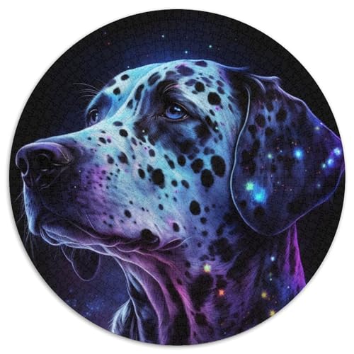 Puzzle für Erwachsene, 1000 Teile, Dalmatiner, 1000-teiliges rundes Puzzle für Erwachsene, pädagogisches Denkspiel, künstlerische Heim- und Bürodekoration, ab 14 Jahren (Größe 67,5 x 67,5 cm) von JIANGENNF