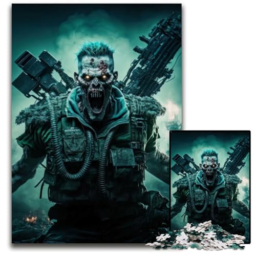 Puzzle für Erwachsene, 1000 Teile, Dead Army Zombie Soldier, Papppuzzle, Spiel für Erwachsene, Geschenk, Familien-Interaktives Spiel, Gehirn-Herausforderung, Geschenk, 26x38cm/10,23x14,96 Zoll von JIANGENNF