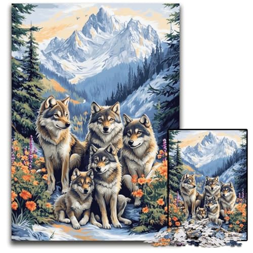 Puzzle für Erwachsene, 1000 Teile, Die Wolfsfamilie, Kartonpuzzle, Lernspiele, mit passendem Poster und Quizblatt, für Kinder ab 14 Jahren, 26x38cm Puzzle für Erwachsene, 1000 Teile, Die Wolfsfamilie, Kartonpuzzle, Lernspiele, mit passendem Poster und Quizblatt, für Kinder ab 14 Jahren, 26x38cm von JIANGENNF