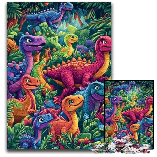Puzzle für Erwachsene, 1000 Teile, Dinosaurier-Familie, Karton-Puzzle, pädagogisches Denkspiel, künstlerische Heim- und Bürodekoration, ab 14 Jahren, 26x38cm von JIANGENNF
