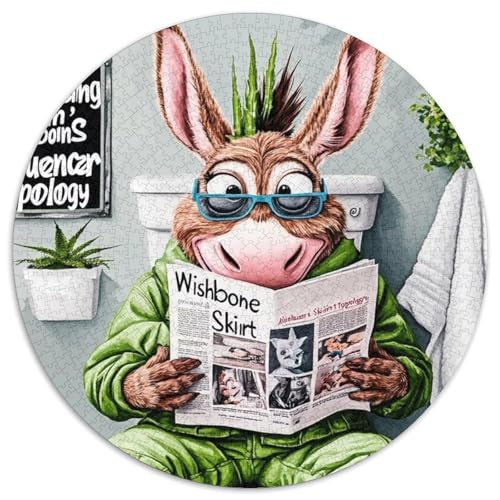 Puzzle für Erwachsene, 1000 Teile, Donkey Go Toilet, Puzzle für Erwachsene, Lernspielzeug für Teenager, Heimbüro-Dekor (Größe 67,5 x 67,5 cm) von JIANGENNF