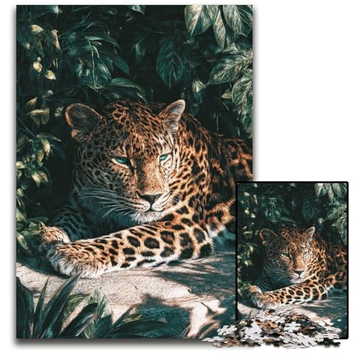 Puzzle für Erwachsene, 1000 Teile, Dschungel-Leopard, Holzpuzzle, Geburtstage, Feiertage und als Heimdekoration, 50x75cm von JIANGENNF