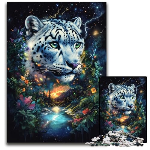 Puzzle für Erwachsene, 1000 Teile, Dschungel-Leopard, Puzzle, Spielzeug, Geschenk, pädagogisches, intellektuelles, entspannendes Spaßspiel für die ganze Familie, 26x38cm von JIANGENNF