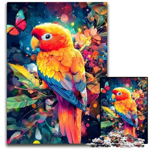 Puzzle für Erwachsene, 1000 Teile, Dschungelpapagei, Papppuzzle für Kinder ab 14 Jahren, schwer zu vervollständigen, Aber lustiges und humorvolles Geburtstagsgeschenk, 26x38cm von JIANGENNF