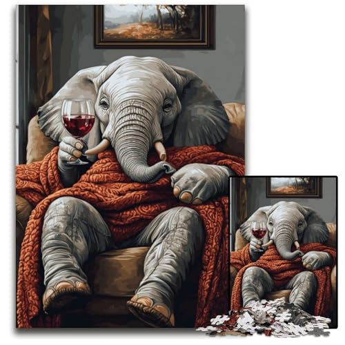 Puzzle für Erwachsene, 1000 Teile, Elefant auf dem Sofa, Papppuzzle, Weihnachten, Halloween, Ostern, Neujahr, 26x38cm Puzzle für Erwachsene, 1000 Teile, Elefant auf dem Sofa, Papppuzzle, Weihnachten, Halloween, Ostern, Neujahr, 26x38cm von JIANGENNF